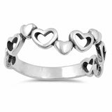 Heart Band Ring 925 Sterling Silver Hearts