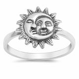 Sun and Moon Ring Band 925 Sterling Silver