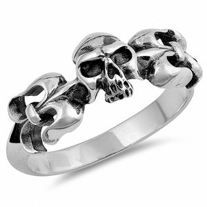 Skull Head Band Ring 925 Sterling Silver