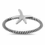 Starfish Band Ring 925 Sterling Silver Braided Twisted Rope Oxdize Design