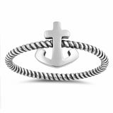 Anchor Band Ring 925 Sterling Silver Braided Twisted Rope Oxdize Design