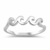4mm Four Waves Band Ring 925 Sterling Silver