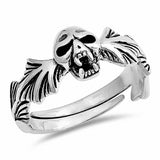 Skull Band Ring 925 Sterling Silver Skull Head