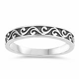 3mm Oxidized Design Filigree Band Ring 925 Sterling Silver
