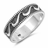 Wave Band Ring 925 Sterling Silver (6mm)