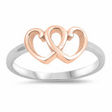 Two tone double heart ring