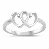 Double Heart Band Ring 925 Sterling Silver Choose Color