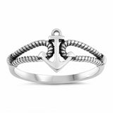 Anchor Ring Band 925 Sterling Silver Choose Color