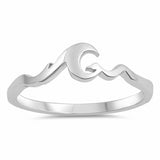 Ocean Waves Band Ring 925 Sterling Silver Choose Color