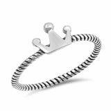 Fashion Crown Ring Oxidized Design Braided Cable Band 925 Sterling Silver Choose Color