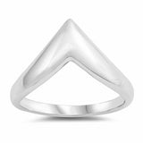 Plain V Chevron Midi Ring Band 925 Sterling Silver Choose Color