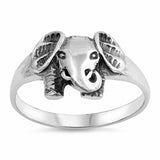 Lucky Elephant Band Ring 925 Sterling Silver