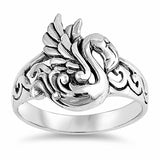 Swan Band Ring 925 Sterling Silver Choose Color