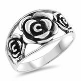 Flower Rose Ring Band 925 Sterling Silver Choose Color