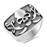 Oxidized Design Skull Band Ring 925 Sterling Silver Choose Color