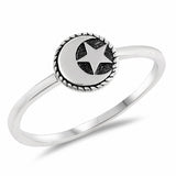 Moon Star Band Ring 925 Sterling Silver Choose Color