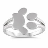 Paw Print Band Ring 925 Sterling Silver Choose Color