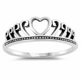 Plain Heart Ring Band 925 Sterling Silver Choose Color