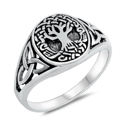 Oval Celtic Tree of Life Band Ring 925 Sterling Silver Choose Color