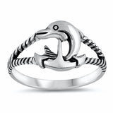 Dolphin Ring Band Twisted Braided Cable Design 925 Sterling Silver Choose Color