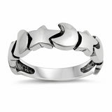 Moon Star Ring Band 925 Sterling Silver Choose Color