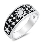 Oxidized Design Sun Star Ring Band 925 Sterling Silver Choose Color