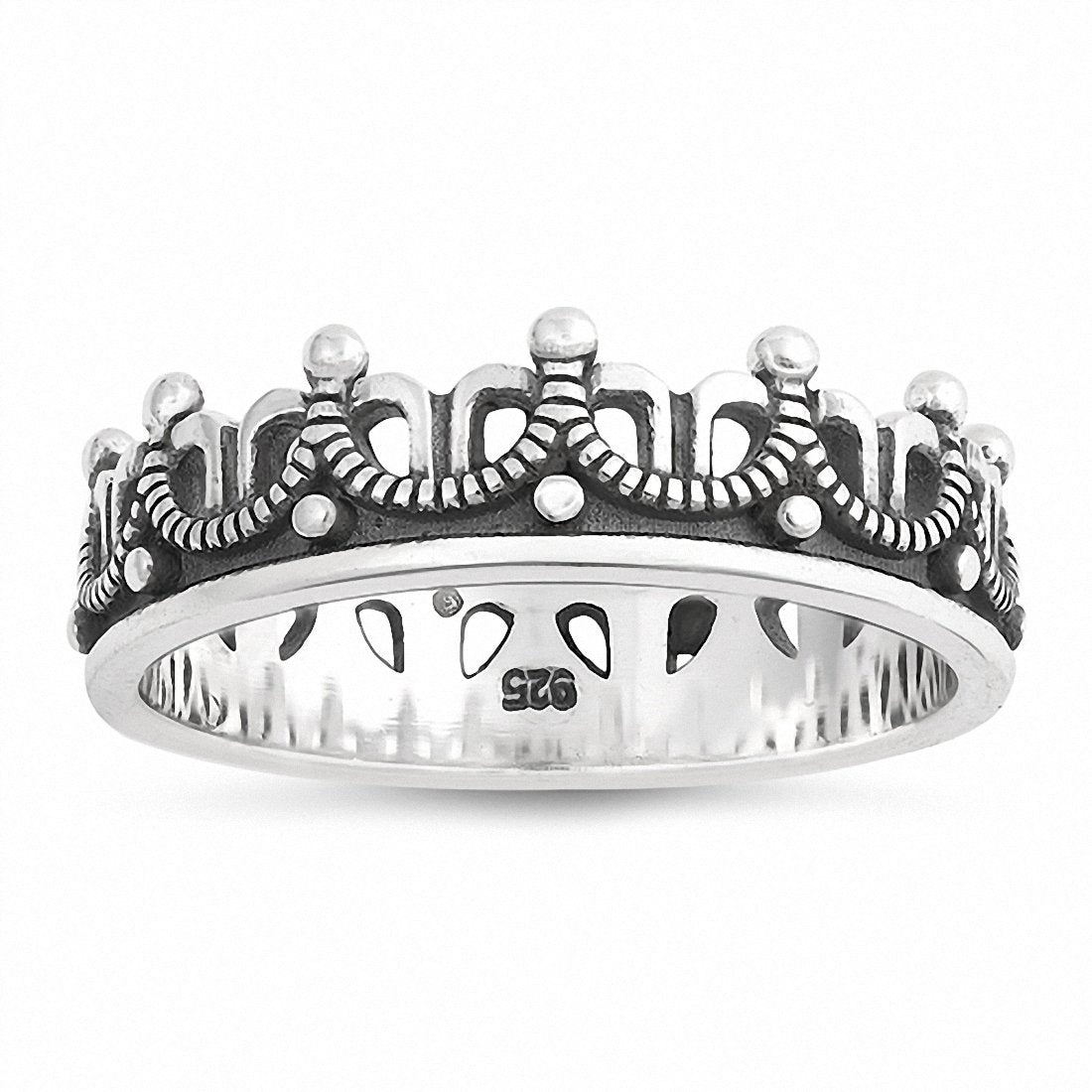 Crown Ring Band 925 Sterling Silver Choose Color