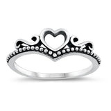 Heart Filigree Chevron Midi Ring Band 925 Sterling Silver Choose Color