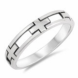 Half Cross Band Ring 925 Sterling Silver Choose Color