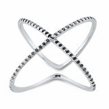 X Ring Oxidized Design Crisscross Infinity Crossover X Band Solid 925 Sterling Silver