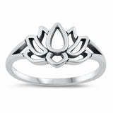 Lotus Flower Band Ring Solid 925 Sterling Silver Choose Color