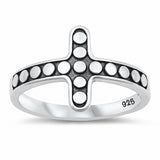 Sideways Cross Ring Bali Design Solid 925 Sterling Silver Choose Color