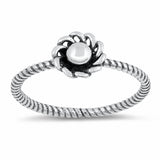 Flower Ring Band Oxidized Braided Twisted Cable Design 925 Sterling Silver Choose Color