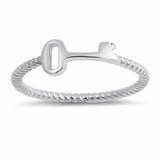 Sideways Key Ring Band Braided Twisted Band 925 Sterling Silver Choose Color