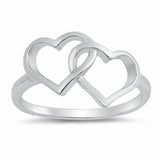 Interlocking Double Heart Ring Band 925 Sterling Silver Choose Color