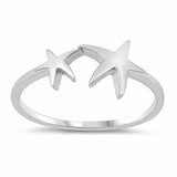 Double Starfish Ring Band Solid 925 Sterling Silver Choose Color