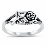 Flower Rose Band Ring 925 Sterling Silver Choose Color