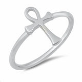 Ankh Ring Band Cross Solid 925 Sterling Silver Choose Color