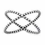Ball Design X Crisscross Band Ring 925 Sterling Silver Choose Color