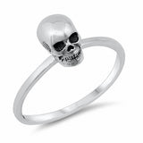 Oxidized Skull Head Ring Band Solid 925 Sterling Silver Choose Color
