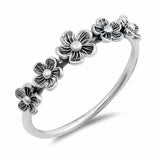 Half Way Flowers Band Ring 925 Sterling Silver Choose Color