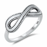 Oxidized Design Infinity Ring Band Solid 925 Sterling Silver Choose Color