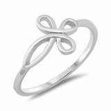 Celtic Sideways Cross Loop Band Ring Solid 925 Sterling Silver Choose Color