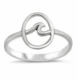 Oval Wave Ring Band 925 Sterling Silver Choose Color