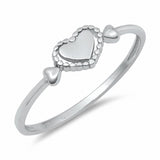 X Heart Band Ring Solid 925 Sterling Silver Choose Color