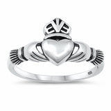 Claddagh Ring Oxidized Design 925 Sterling Silver Choose Color