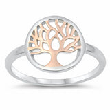 Two Tone Tree of Life Band Ring 925 Sterling Silver  (12mm)