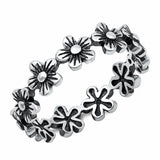 5mm Flowers Band Ring Oxidized Design Solid 925 Sterling Silver Choose Color