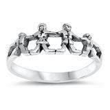 Holding Hands Children Band Ring Solid 925 Sterling Silver Choose Color