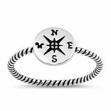 Compass Band Ring Oxidized Design Cable Braided Band 925 Sterling Silver Choose Color